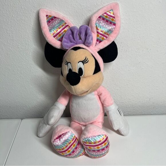 Minnie Mouse Easter Bunny Ears Plush 19" Disney Store Pink W/purple Bow - Picture 2 of 7